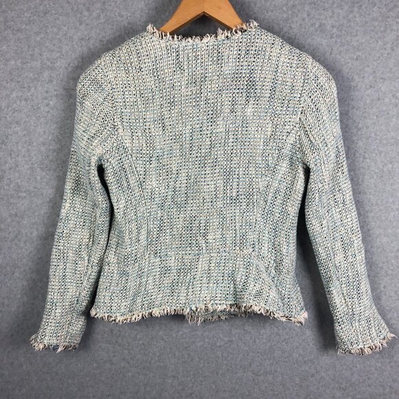 Leifsdottir Anthropologie Tweed Moto Jacket Blue Size 10 - Picture 5 of 10